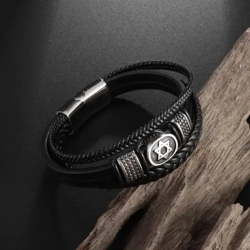 Bracelet en cuir pour homme ¦ Modèle #EtoiledeDavid - La Maison du bracelet