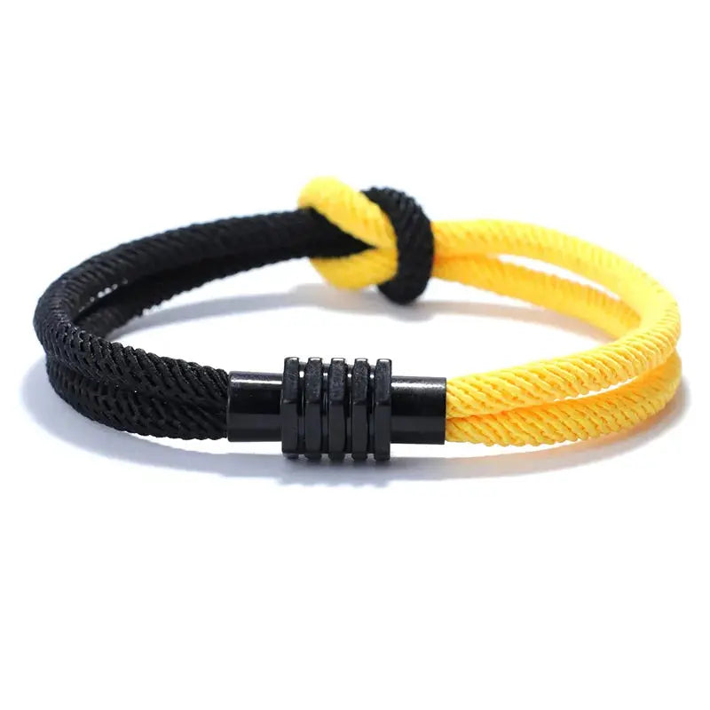 Bracelet en corde pour homme ¦ Modèle #BlackYellow - La Maison du bracelet