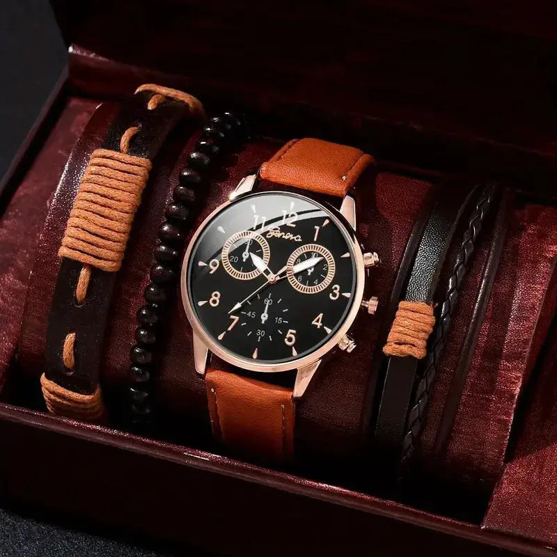 Coffret cadeau montre et bracelet pour homme ¦ Modèle #BrownGift - La Maison du bracelet