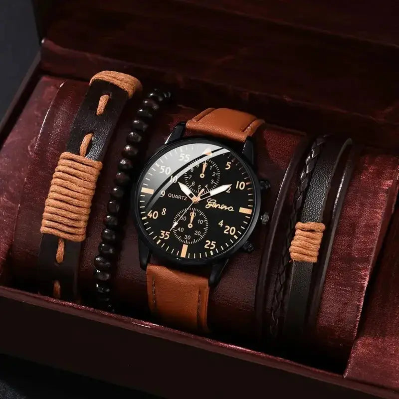 Coffret cadeau montre et bracelet pour homme ¦ Modèle #BrownLeather - La Maison du bracelet