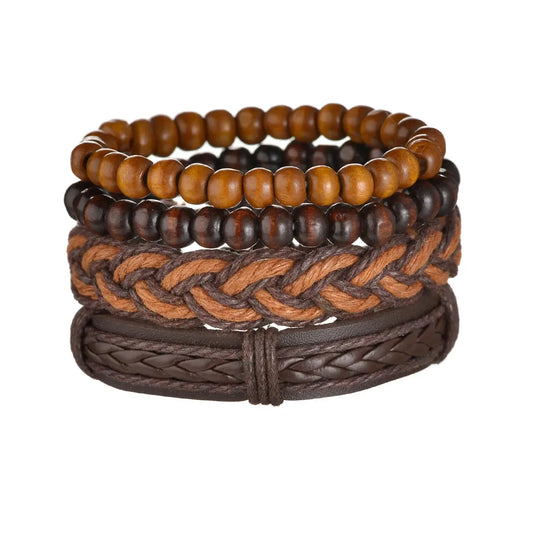 Bracelet en cuir homme en 3/4 pièces ¦ Modèle #Brown - La Maison du bracelet