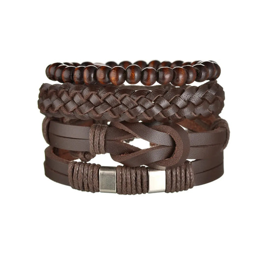 Bracelet en cuir homme en 3/4 pièces ¦ Modèle #BrownKnot - La Maison du bracelet