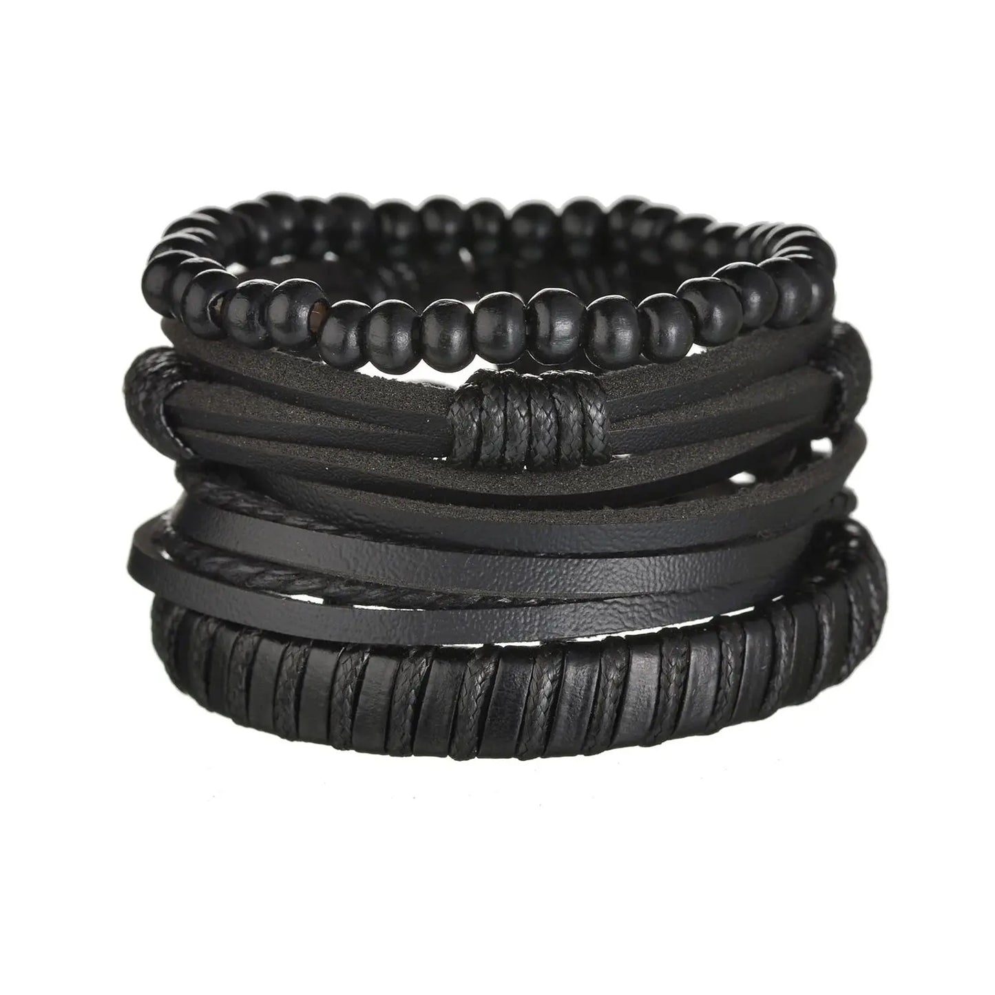 Bracelet en cuir homme en 3/4 pièces ¦ Modèle #ClassicBlack - La Maison du bracelet