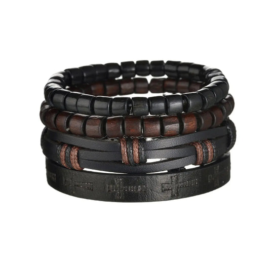 Bracelet en cuir homme en 3/4 pièces ¦ Modèle #Croix - La Maison du bracelet