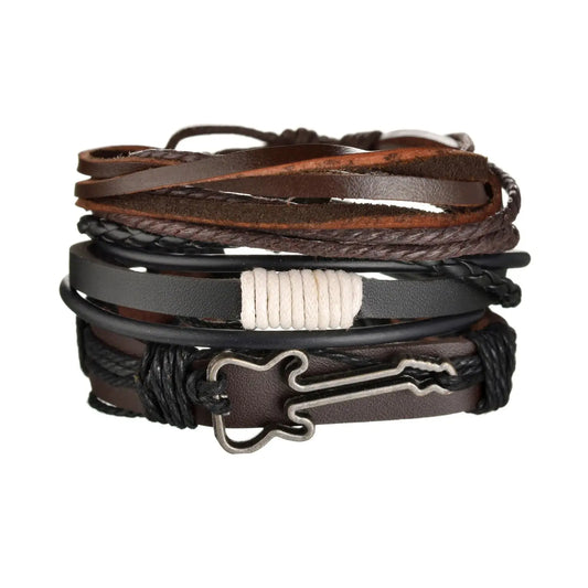 Bracelet en cuir homme en 3/4 pièces ¦ Modèle #Guitare - La Maison du bracelet