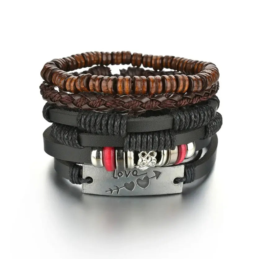 Bracelet en cuir homme en 3/4 pièces ¦ Modèle #Love2 - La Maison du bracelet