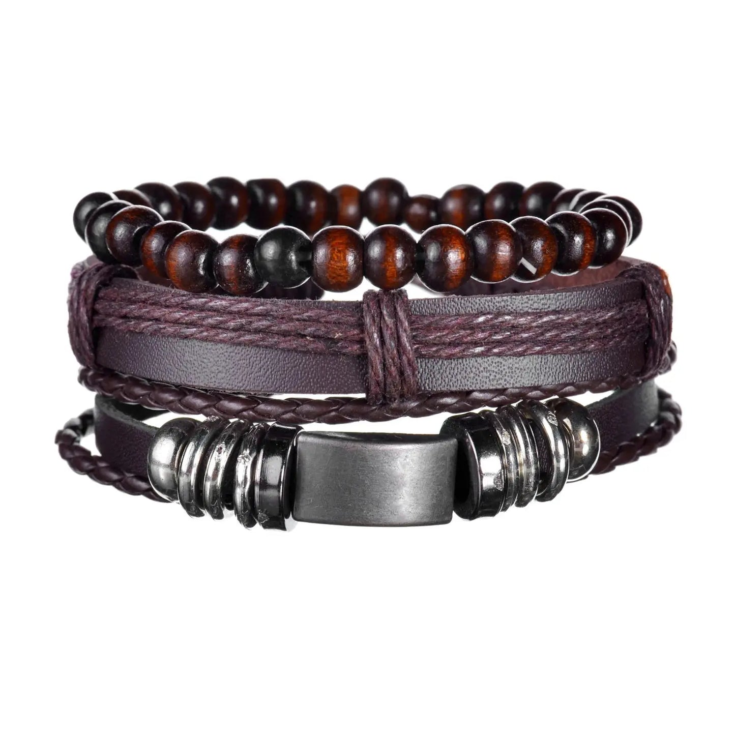 Bracelet en cuir homme en 3/4 pièces ¦ Modèle #Purple - La Maison du bracelet