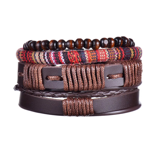 Bracelet en cuir homme en 3/4 pièces ¦ Modèle #Red - La Maison du bracelet