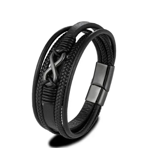 Bracelet en cuir pour homme ¦ Modèle #BlackInifnity - La Maison du bracelet