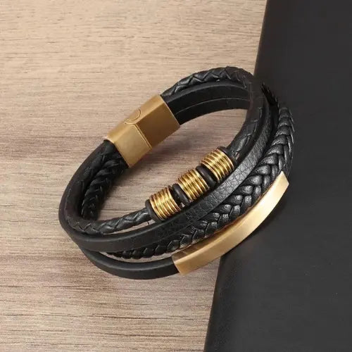 Bracelet en cuir pour homme ¦ Modèle #Gold - La Maison du bracelet