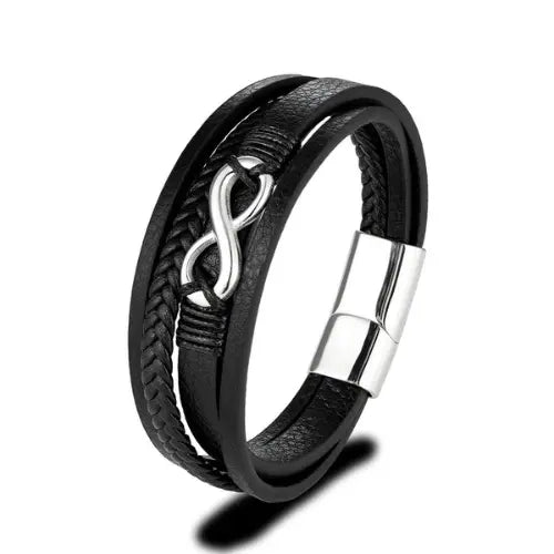 Bracelet en cuir pour homme ¦ Modèle #SilverInifnity - La Maison du bracelet