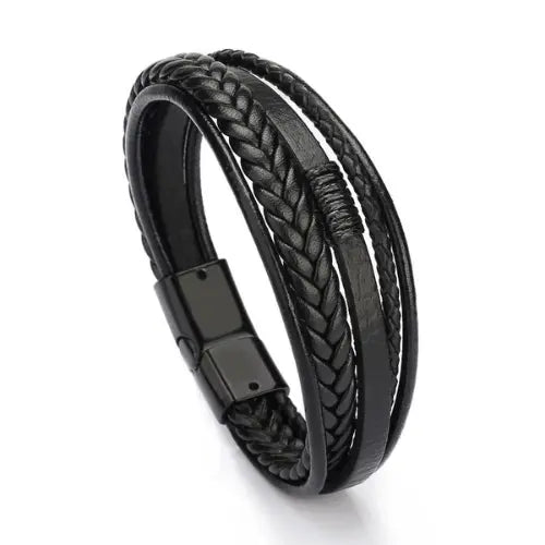 Bracelet en cuir pour homme ¦ Modèle #TotalBlack - La Maison du bracelet