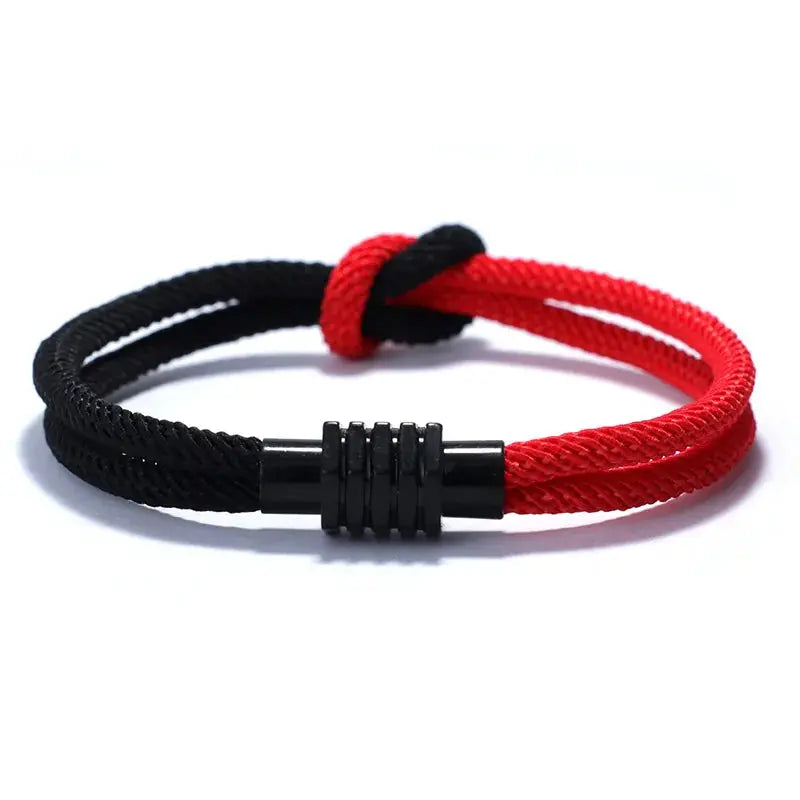 Bracelet en corde pour homme ¦ Modèle #BlackRed - La Maison du bracelet