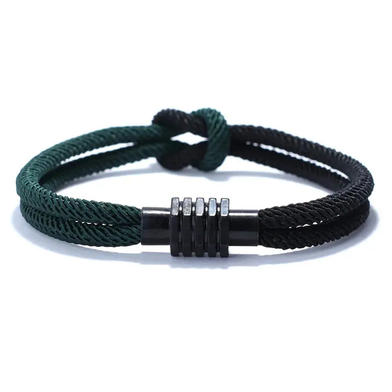 Bracelet en corde pour homme ¦ Modèle #GreenBlack - La Maison du bracelet