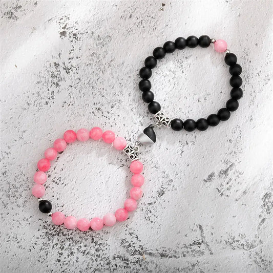 Bracelet pour couple ¦ Modèle #RoseEtNoir - La Maison du bracelet