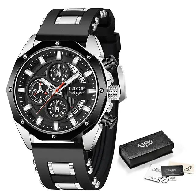 Montre élégante pour homme ¦ Modèle #SilverBlack - La Maison du bracelet