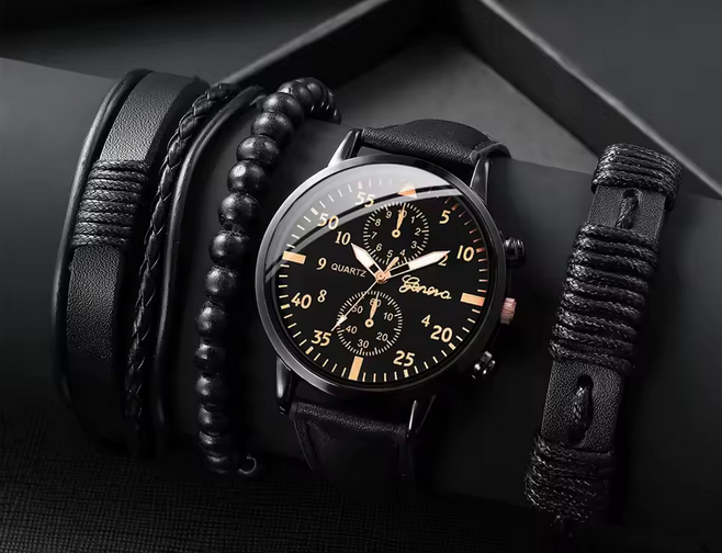 Men's watch and bracelet gift set ¦ Model #BlackWon