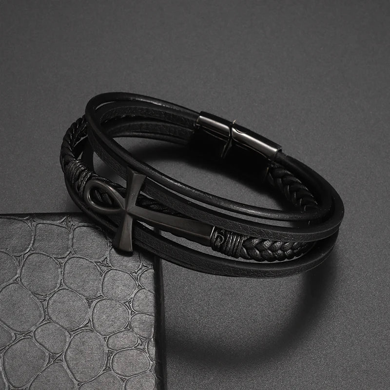 Bracelet en cuir chrétien pour homme - La Maison du Bracelet