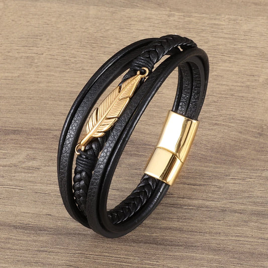 Bracelet en cuir plume pour homme - La Maison du Bracelet